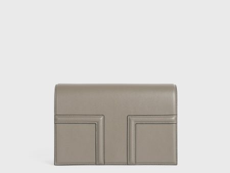 T-Flap leather bag taupe Discount