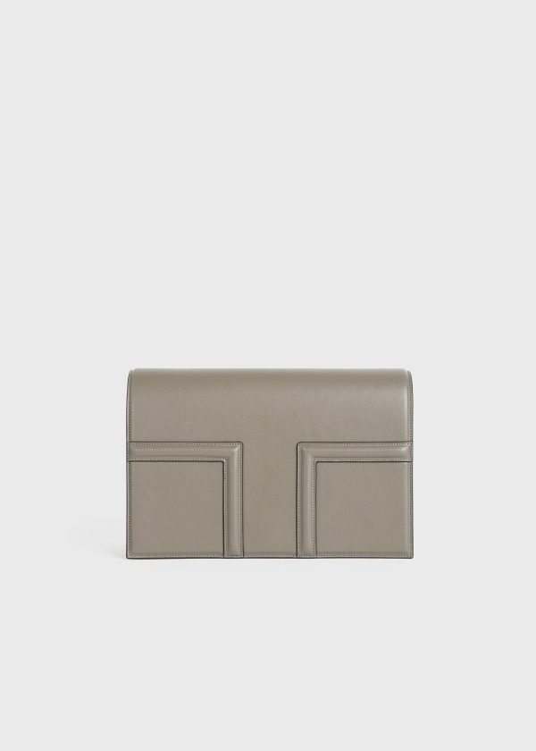 T-Flap leather bag taupe Discount