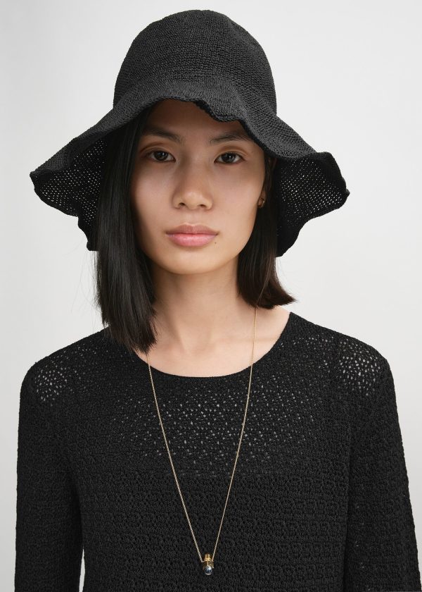 Paper straw hat black For Cheap