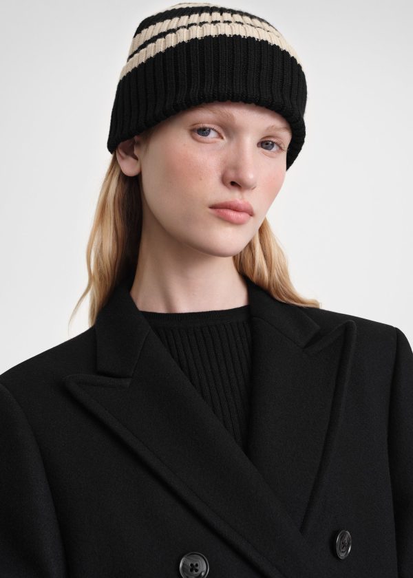 Signature stripe beanie black Online