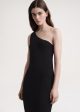 One-shoulder ribbed dress black Online