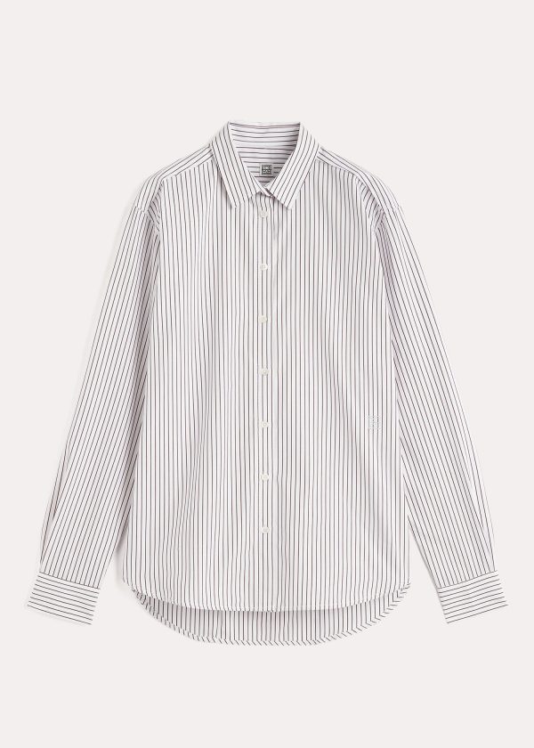 Signature cotton shirt white brown Discount