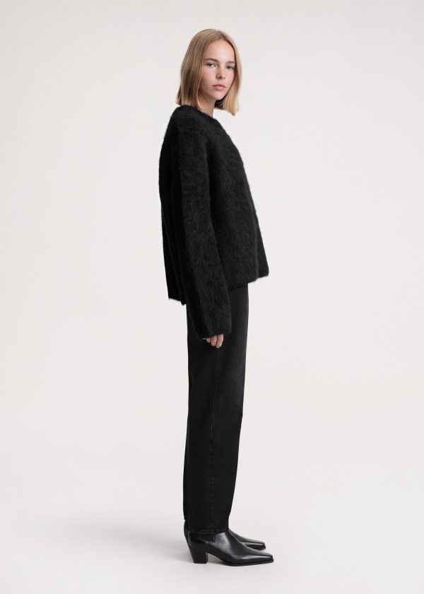 Boxy alpaca knit black Online Hot Sale