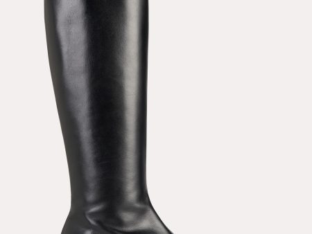 Slim leather-suede knee-high boots black Discount