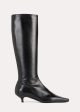 Slim leather-suede knee-high boots black Discount