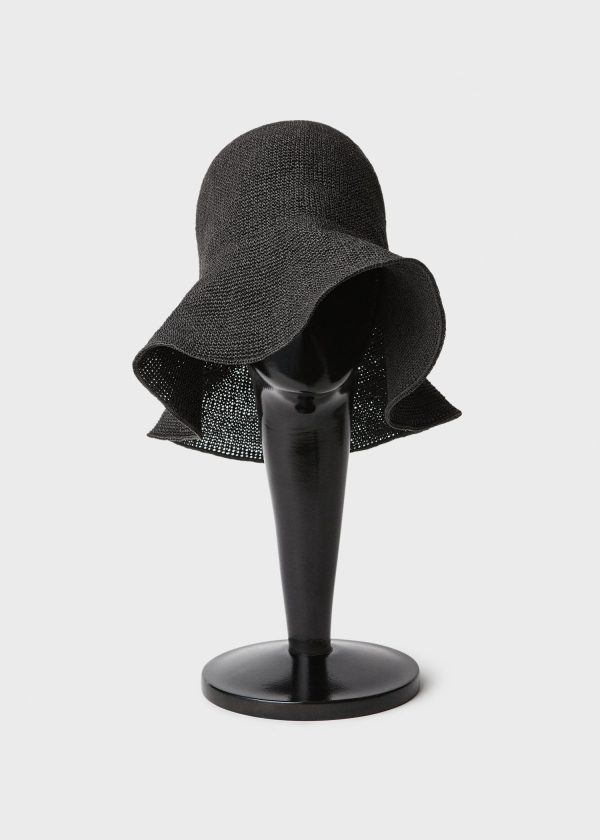 Paper straw hat black For Cheap