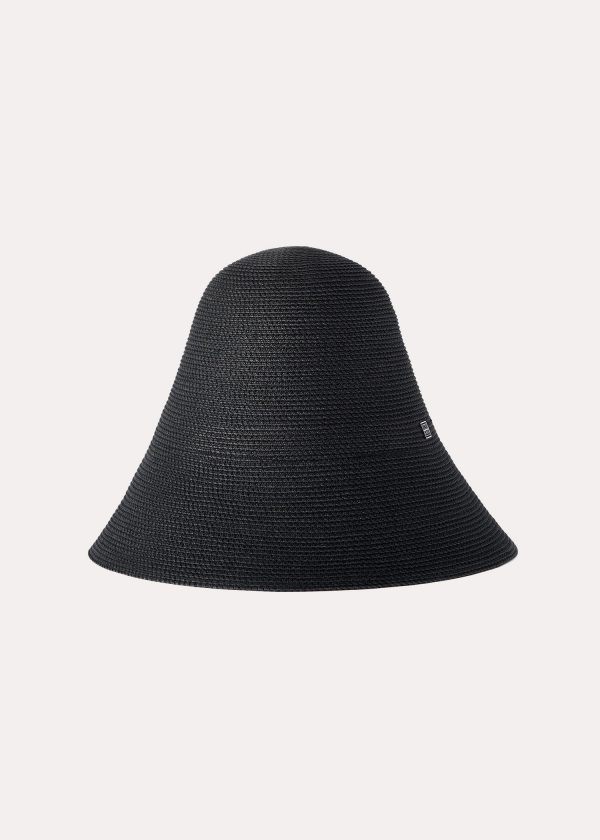 Woven paper straw hat black For Sale