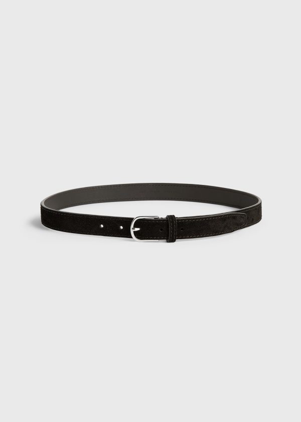 Slim suede trouser belt espresso Hot on Sale