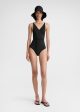 V-neck wrap swimsuit black on Sale