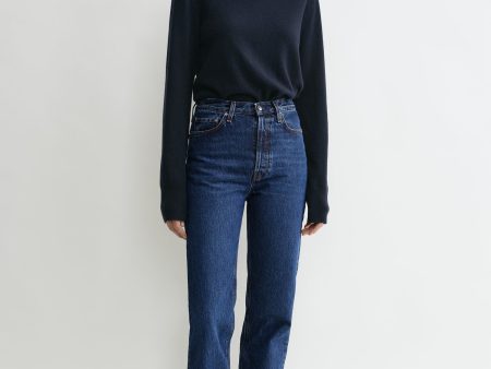 Classic cut denim full length dark blue Discount