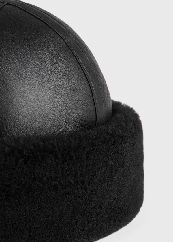 Shearling winter hat black Online