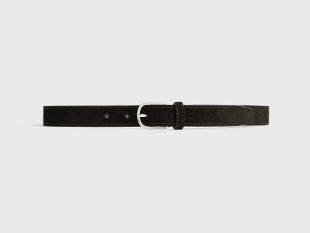 Slim suede trouser belt espresso Hot on Sale