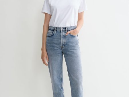 Classic cut denim worn blue on Sale