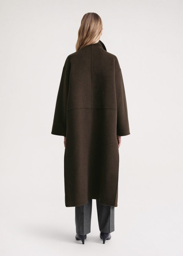 Signature wool cashmere coat chocolate melange Cheap