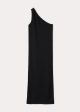 One-shoulder ribbed dress black Online