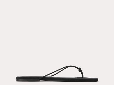 Knotted leather flip flops black Online now