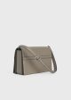 T-Flap leather bag taupe Discount