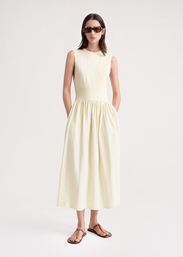 Sleeveless cotton tee dress vanilla Discount