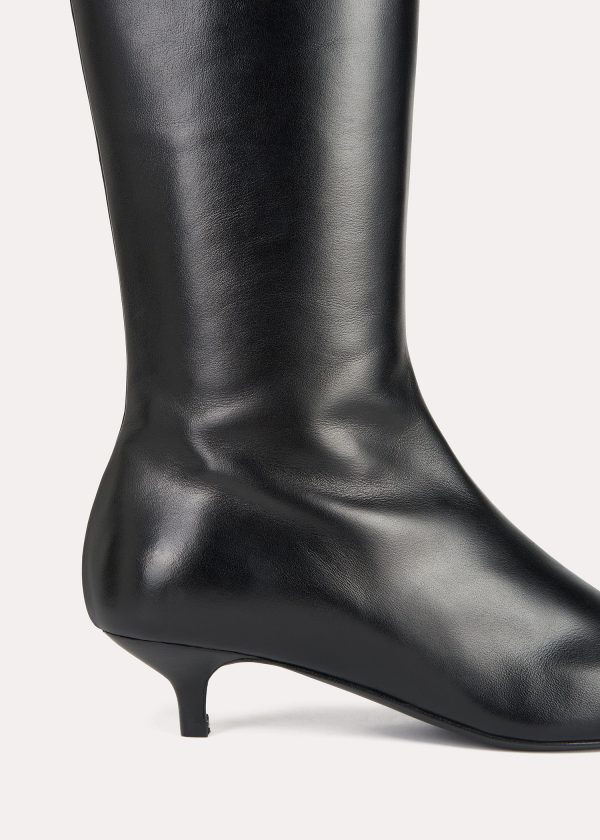 Slim leather-suede knee-high boots black Discount