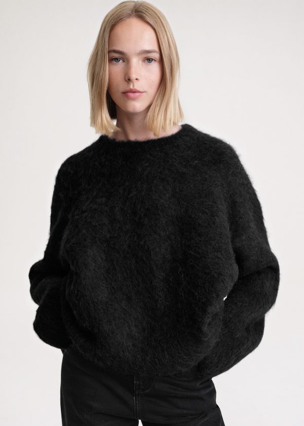 Boxy alpaca knit black Online Hot Sale