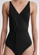 V-neck wrap swimsuit black on Sale