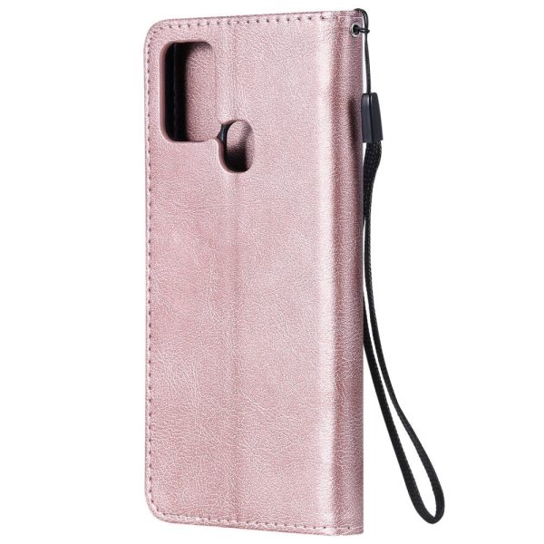 Samsung Galaxy A21s Læder Cover m. Pung og Strop - Rose Gold For Cheap