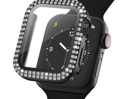 Apple Watch (44mm) Hårdt Plast Case m. Indbygget Skærmbeskyttelse - Sort & Rhinsten For Discount