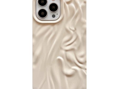 iPhone 13 Pro Fleksibelt Plastik Cover - Bølget Design - Beige Online now