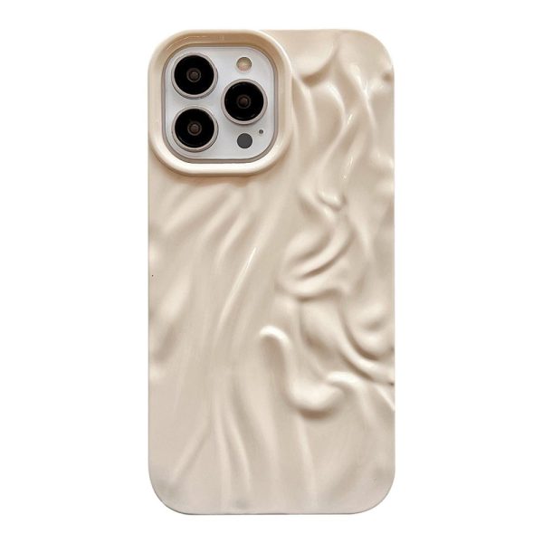 iPhone 13 Pro Fleksibelt Plastik Cover - Bølget Design - Beige Online now