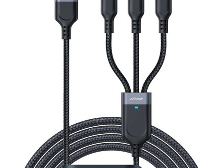 Joyroom Multi-Use 3-i-1 USB-C   Lightning   Micro USB Nylon Kabel 30cm - Sort For Sale