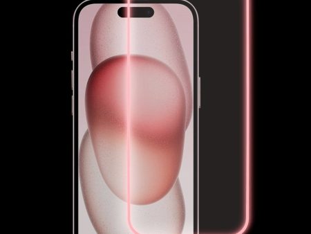 iPhone 15 Plus Hærdet Glas Skærmbeskyttelse - Selvlysende Pink Kant Online Hot Sale