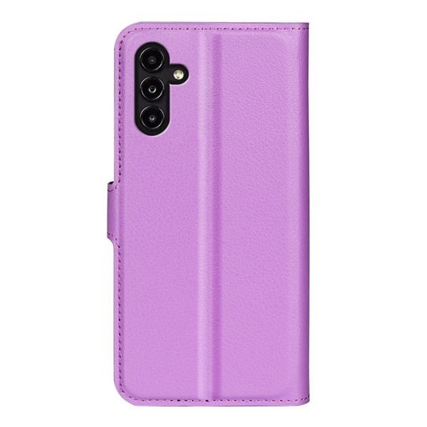 Samsung Galaxy A14   A14 (5G) PU Litchi Læder Flip Cover m. Pung - Lilla Cheap