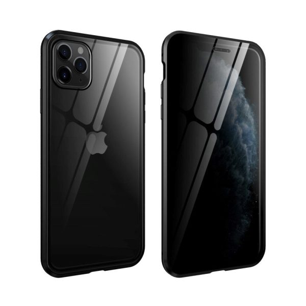 iPhone 11 Pro 360° Magnetisk Cover m. Glas Bagside og Forside m. Privacy Funktion - Sort Supply