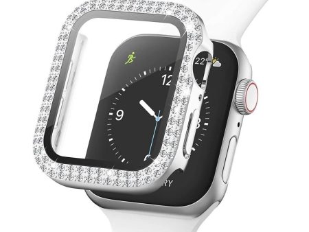 Apple Watch (38mm) Hårdt Plast Case m. Indbygget Skærmbeskyttelse - Sølv & Rhinsten For Sale