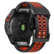 Universal Garmin Dobbelt-hullet Silikone Rem (26mm QuickFit) - Sort   Rød Online Sale