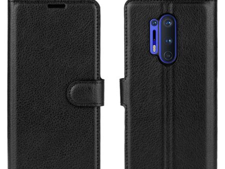 OnePlus 8 Pro Litchi Læder Cover m. Pung - Sort Supply