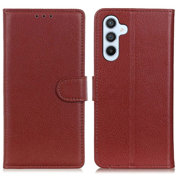 Samsung Galaxy A05s Litchi Læder Cover m. Pung - Brun For Cheap