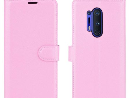 OnePlus 8 Pro Litchi Læder Cover m. Pung - Lyserød Fashion