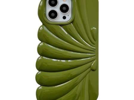 iPhone 13 Pro Fleksibelt Plastik Cover - Muslingeskal Design - Grøn For Sale