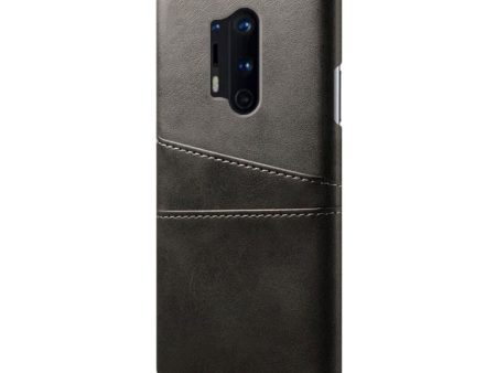 OnePlus 8 Pro Læderbetrukket Plastik Cover m. Kortholder - Sort For Cheap