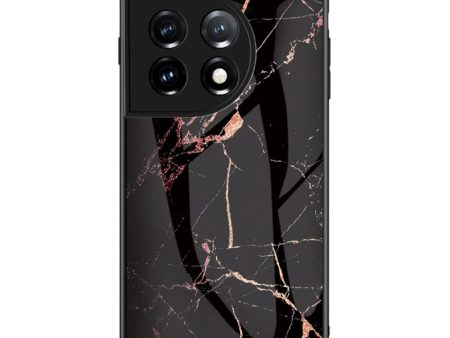 OnePlus 11 Cover m. Glasbagside - Gold Black Marble Hot on Sale