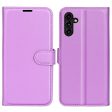 Samsung Galaxy A14   A14 (5G) PU Litchi Læder Flip Cover m. Pung - Lilla Cheap