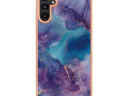 Samsung Galaxy A34 (5G) Hybrid Plastik Cover - Blå   Lilla Marmor Cheap