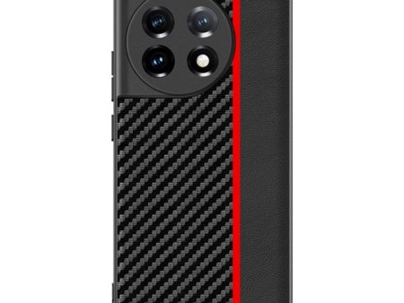 One Plus 11 Carbon Fiber Læderbetrukket Cover - Sort   Rød Online