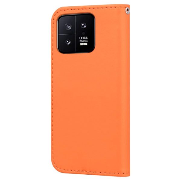 Xiaomi 13 Flip Cover m. Kortholder   Ståfunktion   Strop - Orange (Frø) Online now