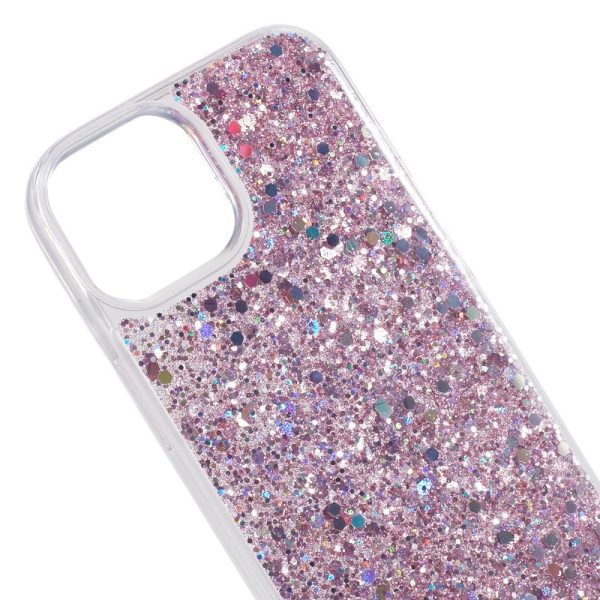 iPhone 15 Plus Glitter Cover - Lyserød Hot on Sale