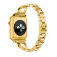 Apple Watch (38 40 SE 41 42mm) Formet Stål Rem m. Rhinsten - Guld Hot on Sale