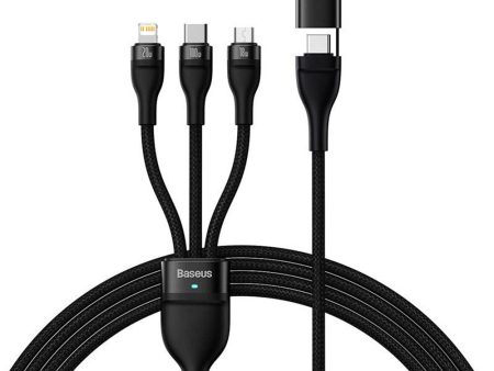 Baseus Flash Series 2 - 3-i-1 100W USB Multi Kabel m. USB-C, Lightning & Micro-USB - 1.2m - Sort For Discount