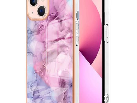 iPhone 15 Plus Hybrid Plastik Cover - Lilla   Lyserød Marmor Fashion