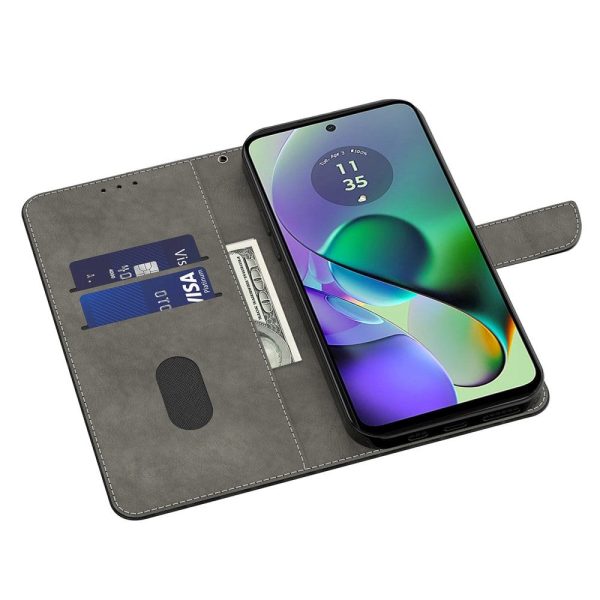 Motorola Moto G54 Læder Cover m. Pung & Print - Sort Kat Online Sale